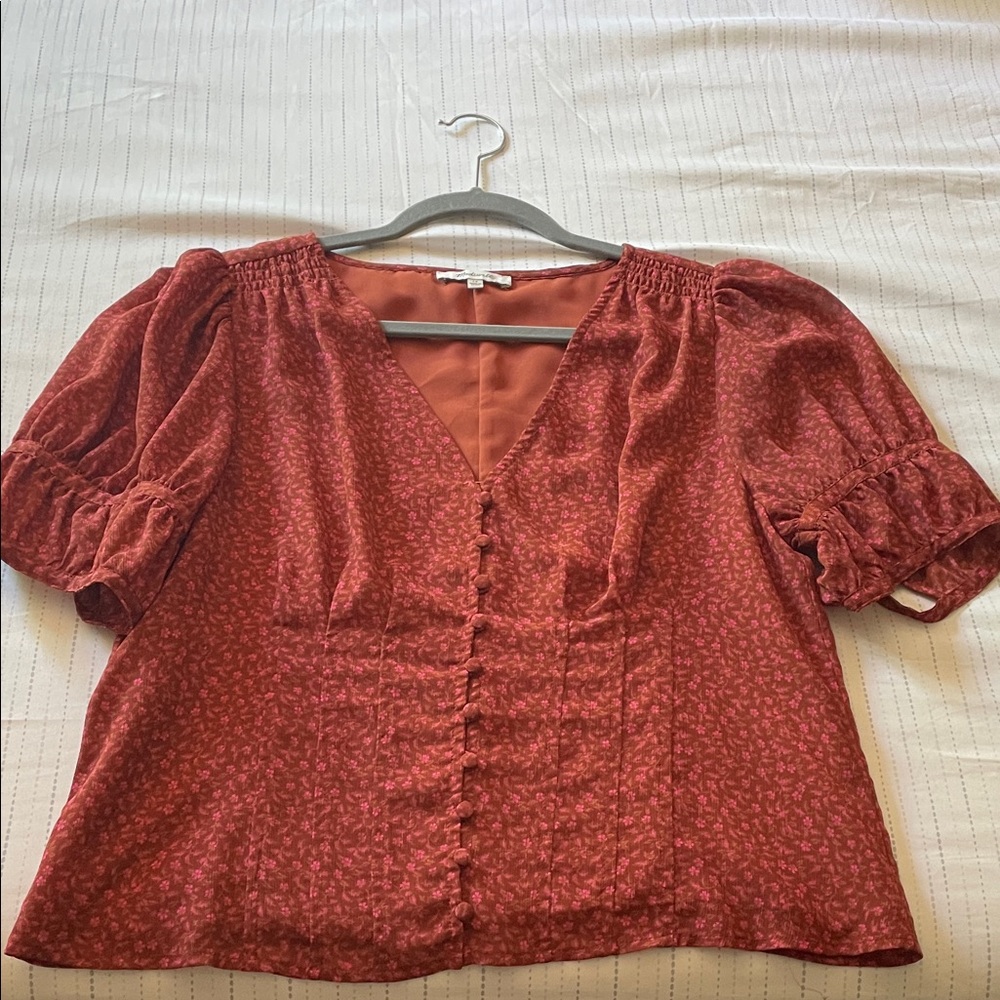Madewell Rust Floral Blouse